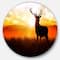 Designart - Deer on Meadow During Sunrise' Disc Animal Metal Circle Wall Art